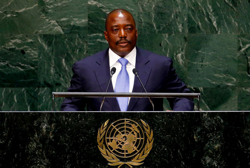 © Reuters. FILE PHOTO: Joseph Kabila, President of the Democratic Republic of the Congo, addresses the 69th United Nations General Assembly at the U.N. headquarters in New York