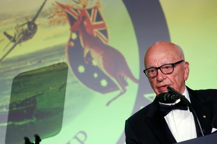 © Reuters. FILE PHOTO - Murdoch delivers remarks at an event commemorating the 75th anniversary of the Battle of the Coral Sea in New York