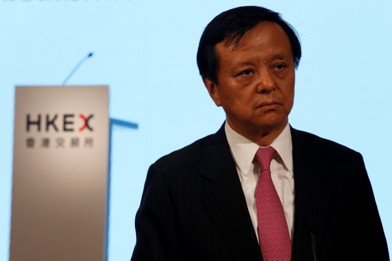 © Reuters. Hong Kong Exchanges and Clearing Ltd Chief Executive Charles Li looks on before an event celebrating the 16th anniversary of HKEX in Hong Kong