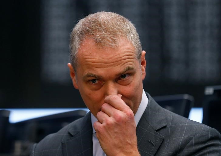 © Reuters. Kengeter, CEO of Deutsche Boerse attends the initial public offering of Scale at the Frankfurt stock exchange in Frankfurt,