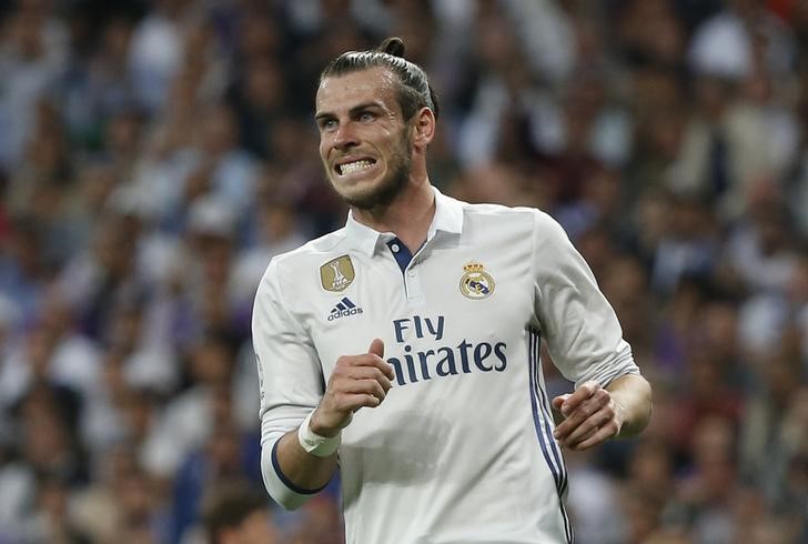 © Reuters. Real Madrid's Gareth Bale reacts