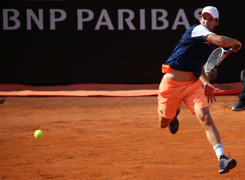 © Reuters. Tennis - ATP - Rome Open - Dominic Thiem of Austria v Rafael Nadal of Spain