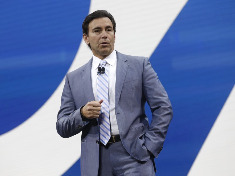 © Reuters. Ford president and CEO Mark Fields speaks during the North American International Auto Show in Detroit