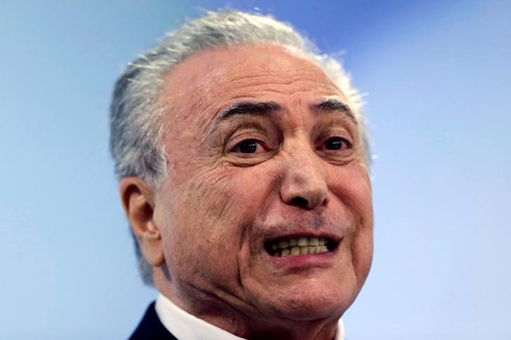 © Reuters. O presidente brasileiro Michel Temer durante pronunciamento no Palácio do Planalto, em Brasília