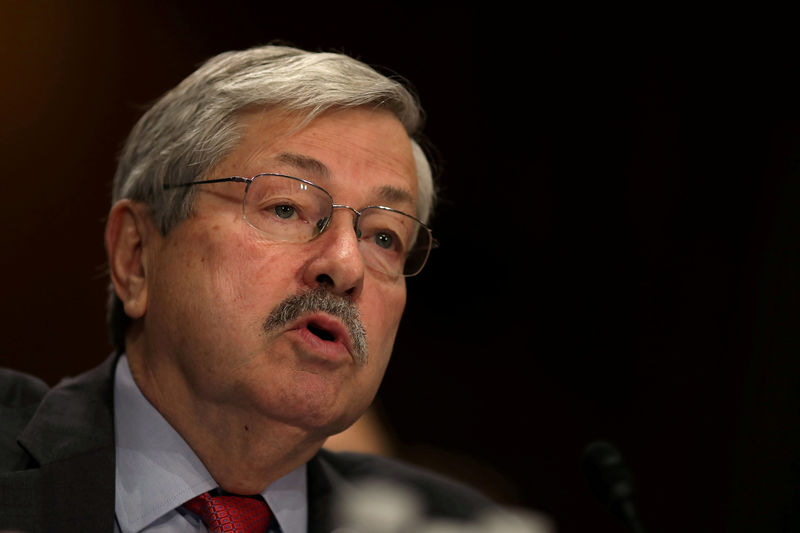 © Reuters. FILE PHOTO - Iowa Governor Terry Branstad before a Senate Foreign Relations Committee confirmation hearing at Capitol Hill in Washington