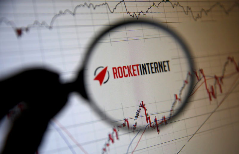 © Reuters. FILE PHOTO: The logo of of Rocket Internet, a German venture capital group is pictured in illustration photo in Sarajevo