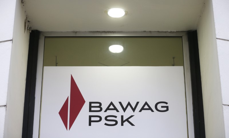 © Reuters. The logo of Austrian lender BAWAG PSK is pictured at a branch office in Vienna