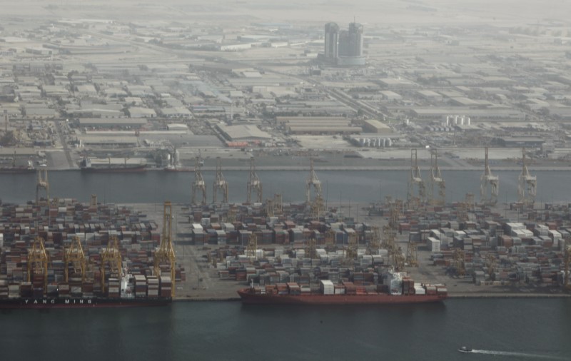 © Reuters. An aerial view of Jebel Ali Port in Dubai
