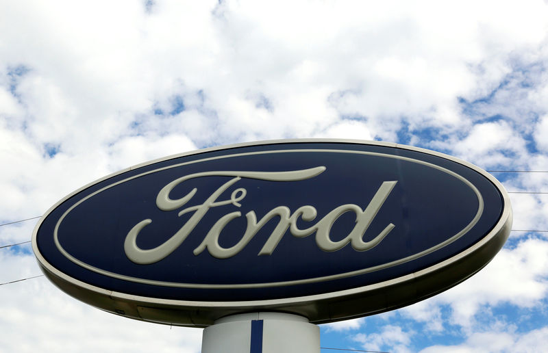 © Reuters. FILE PHOTO - A sign at a Ford dealer in Lakewood