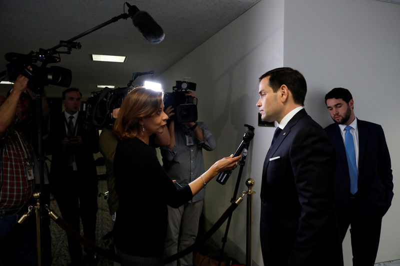 © Reuters. Sen. Marco Rubio (R-FL) speaks with reporters following a closed meeting of the Senate Intelligence Committee on Capitol Hill