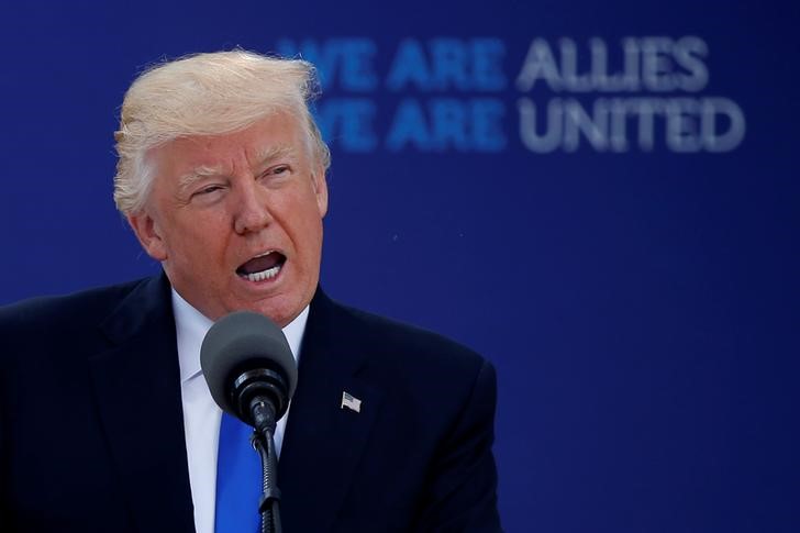 © Reuters. Presidente dos Estados Unidos, Donald Trump, discursa durante encontro de cúpula da Otan, em Bruxelas