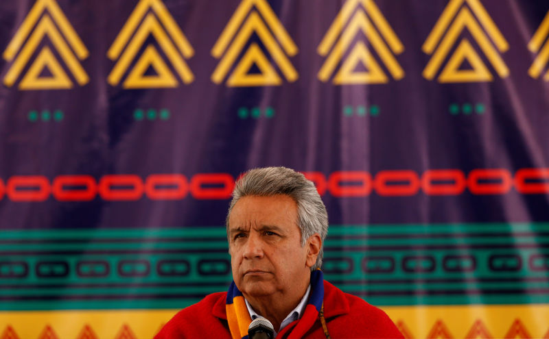 © Reuters. Ecuador's President Lenin Moreno gives a news conference  in Cochasqui