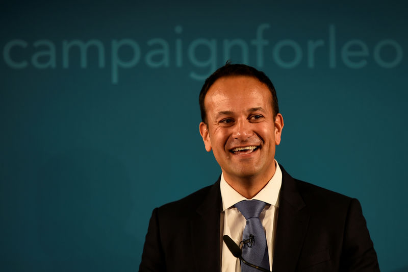 © Reuters. FILE PHOTO: Ireland's Minister for Social Protection Varadkar launches his campaign bid for Fine Gael party leader in Dublin