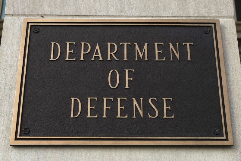© Reuters. A sign at the Department of Defense is pictured at the Pentagon in Washington