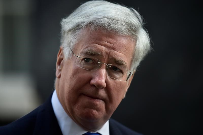 © Reuters. Britain's Defence Secretary Michael Fallon stands outside 10 Downing Street in London