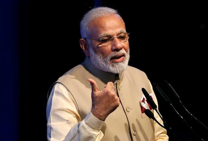 © Reuters. India’s Prime Minister Modi speaks during the United Nations Vesak Day Conference in Colombo