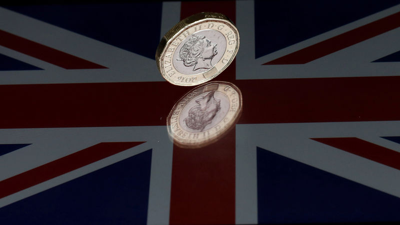 © Reuters. FILE PHOTO: A one pound coin lies on a Union Flag in this picture illustration