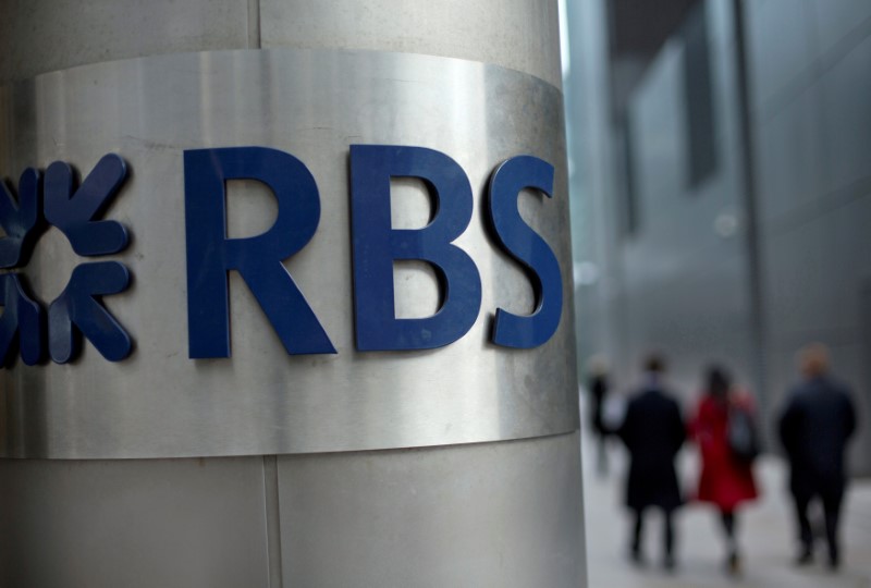 © Reuters. FILE PHOTO: FILE PHOTO: People walk past a Royal Bank of Scotland office in London