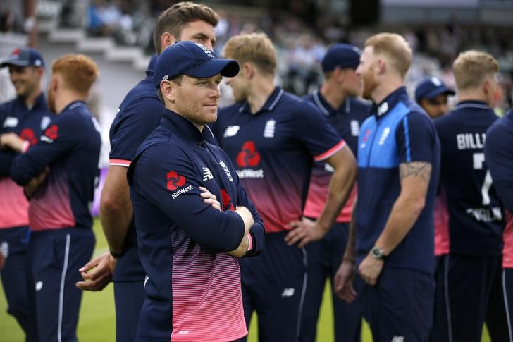 © Reuters. England's Eoin Morgan before the presentation after winning the series