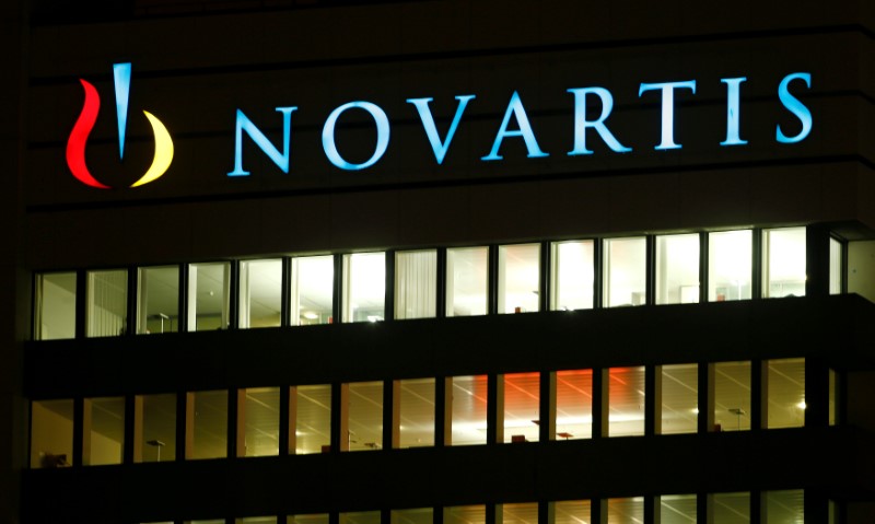 © Reuters. FILE PHOTO: The logo of Swiss drugmaker Novartis AG is seen at its headquarters in Basel