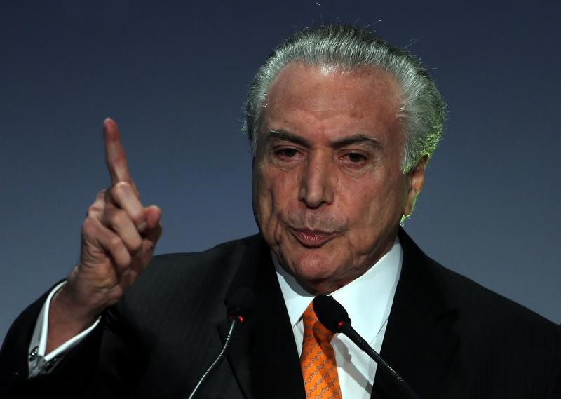 © Reuters. Temer, durante evento em São Paulo