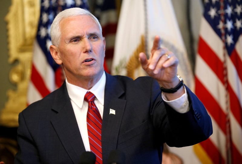 © Reuters. FILE PHOTO: U.S. Vice President Mike Pence speaks during an event celebrating National Military Appreciation Month and National Military Spouse Appreciation Day in Washington