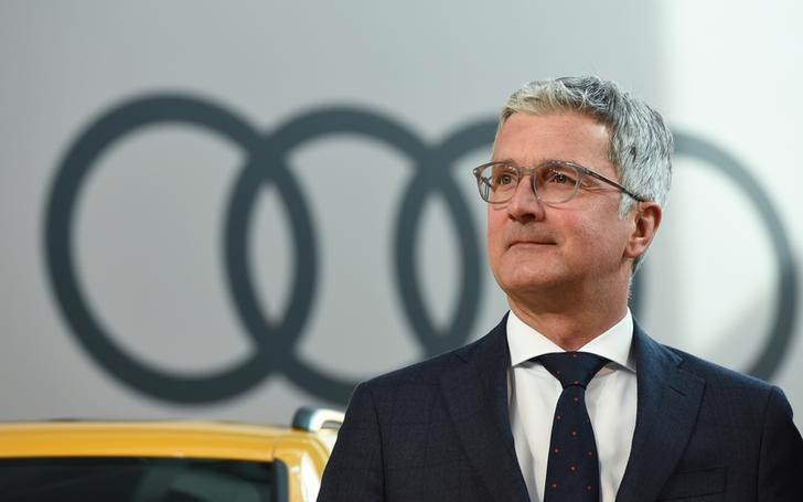 © Reuters. Audi CEO, Rupert Stadler arrives for the company's annual news conference in Ingolstadt