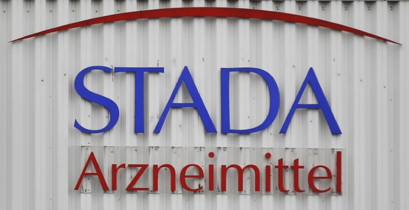 © Reuters. Logo of the pharmaceutical company Stada Arzneimittel AG is pictured at its headquarters in Bad Vilbel