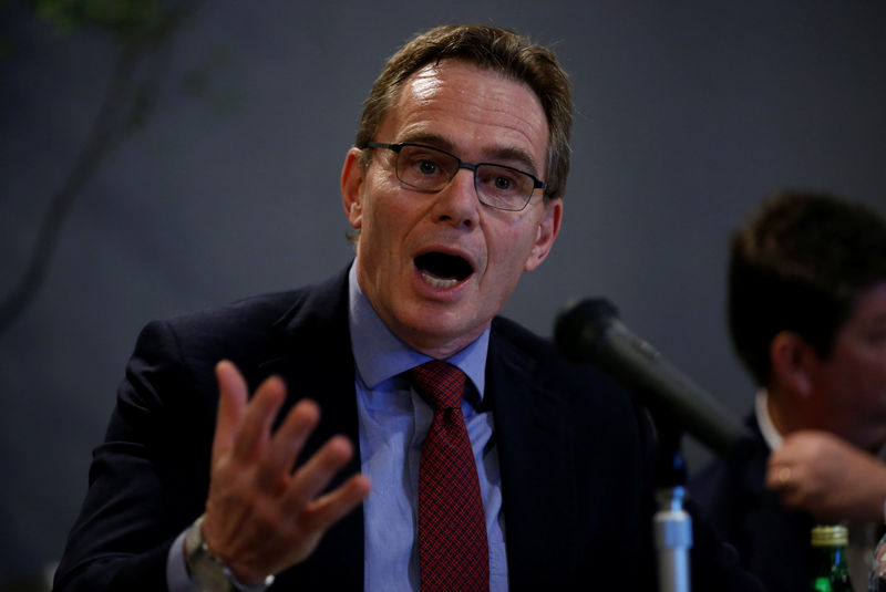 © Reuters. Mackenzie speaks at a round table meeting with journalists in Tokyo