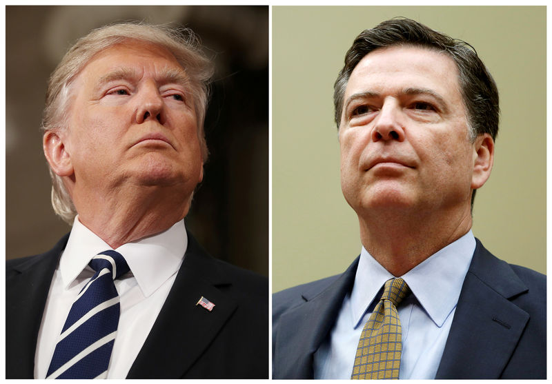 © Reuters. FILE PHOTO: A combination photo shows U.S. President Donald Trump and and FBI Director James Comey in Washington
