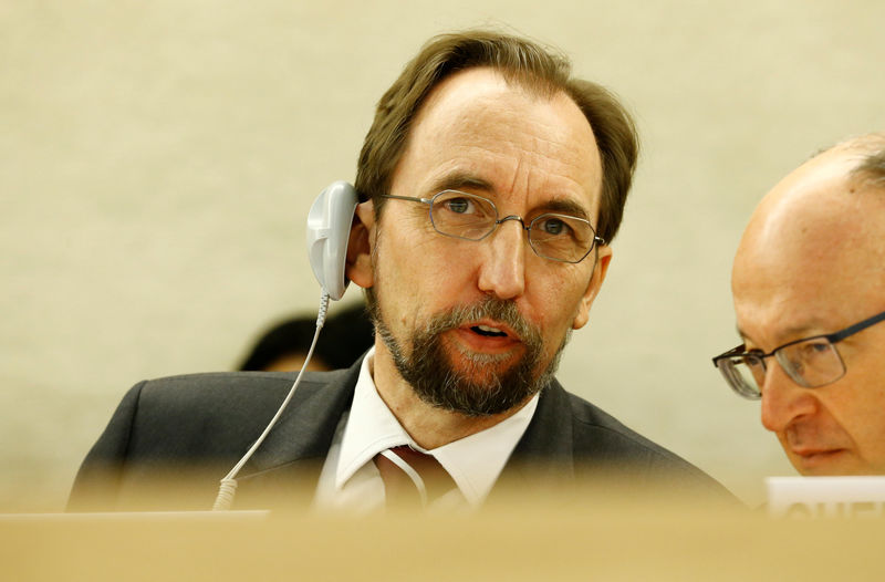 © Reuters. United Nations High Commissioner for Human Rights Zeid Ra'ad Al Hussein attends the Human Rights Council in Geneva