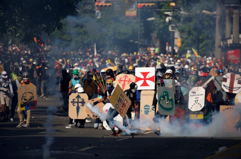 © Reuters. Protesto contra o presidente da Venezuela, Nicolás Maduro, em Caracas