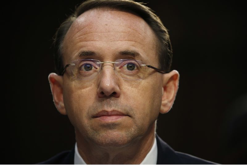 © Reuters. Deputy Attorney General Rosenstein testifies before a Senate Intelligence Committee hearing on the Foreign Intelligence Surveillance Act on Capitol Hill in Washington