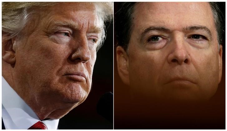 © Reuters. Una combinación de imágenes de archivo del presidente de Estados Unidos, Donald Trump, y del exdirector del FBI James Comey.
