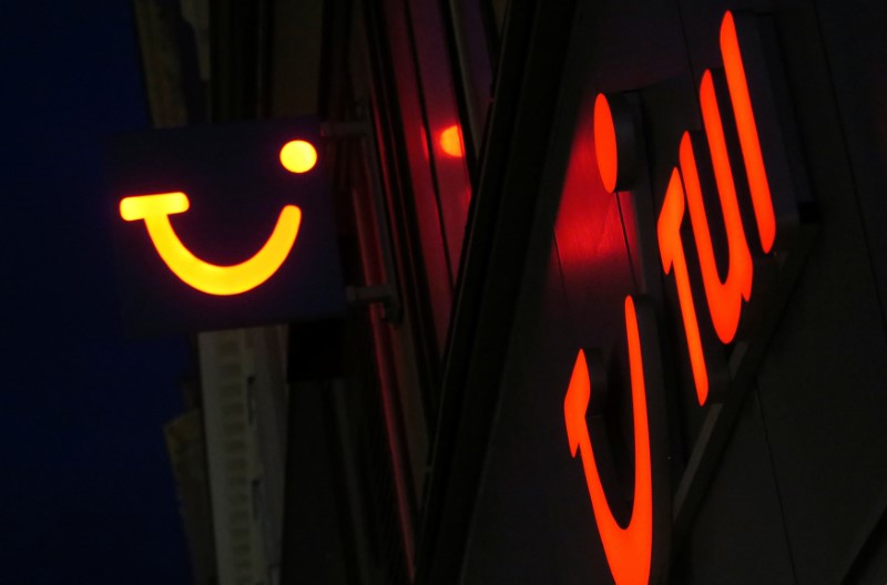 © Reuters. The logo of of German travel company TUI AG is seen outside of one of its branch offices in Vienna