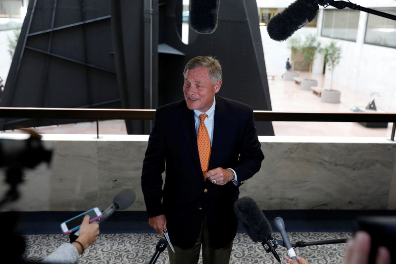 © Reuters. Sen. Richard Burr (R-NC), Chairmen of the Senate Intelligence Committee, speaks with reporters following a closed meeting on Capitol Hill