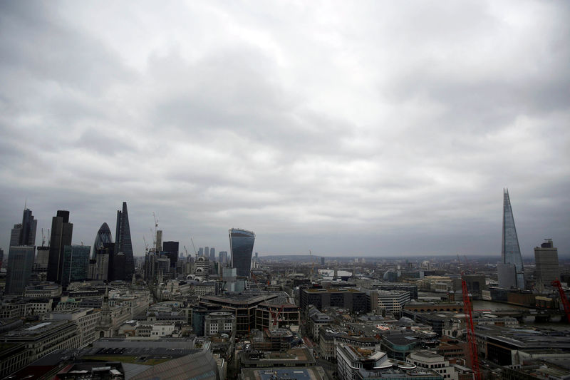 © Reuters. FILE PHOTO: A view of the London skyline shows the City of London financial district, seen from St Paul's Cathedral in London