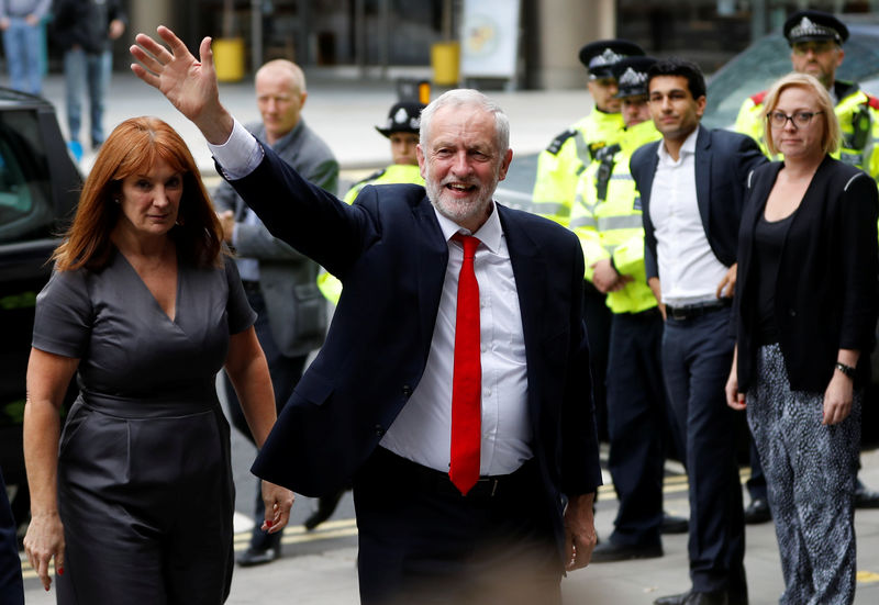 © Reuters. Jeremy Corbyn, leader of Britain's opposition Labour Party, arrives at the Labour Party's Headquarters in London