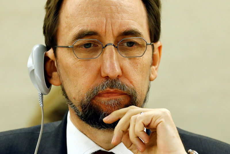 © Reuters. United Nations High Commissioner for Human Rights Zeid Ra'ad Al Hussein attends the Human Rights Council in Geneva