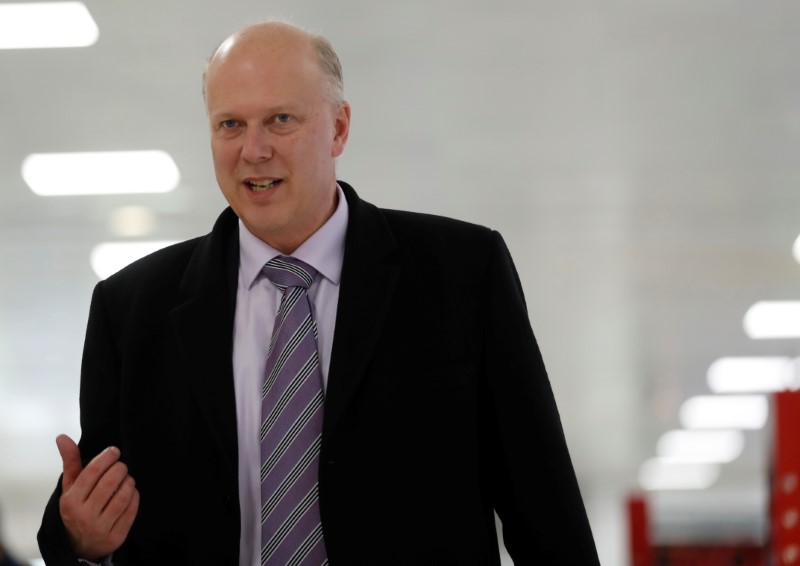 © Reuters. Britain's Transport Secretary Chris Grayling outlines proposals for a third runway at Heathrow while on a visit to Glasgow Airport, Scotland