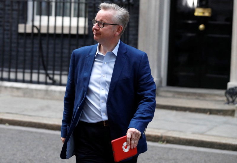 © Reuters. Michael Gove who has been appointed Secretary of State for Environment, Food and Rural Affairs, leaves Downing Street in London