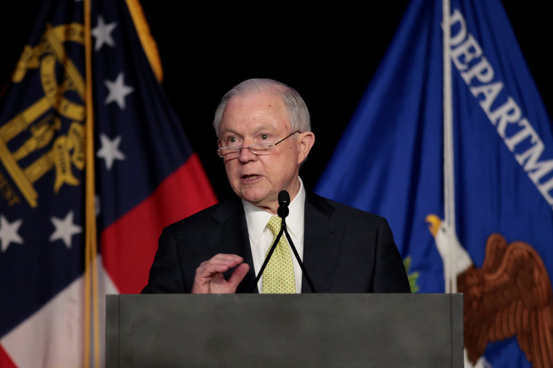 © Reuters. U.S. Attorney General Jeff Sessions addresses the National Law Enforcement Conference on Human Exploitation in Atlanta