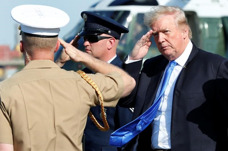 © Reuters. President Donald Trump arrives at Newark International airport