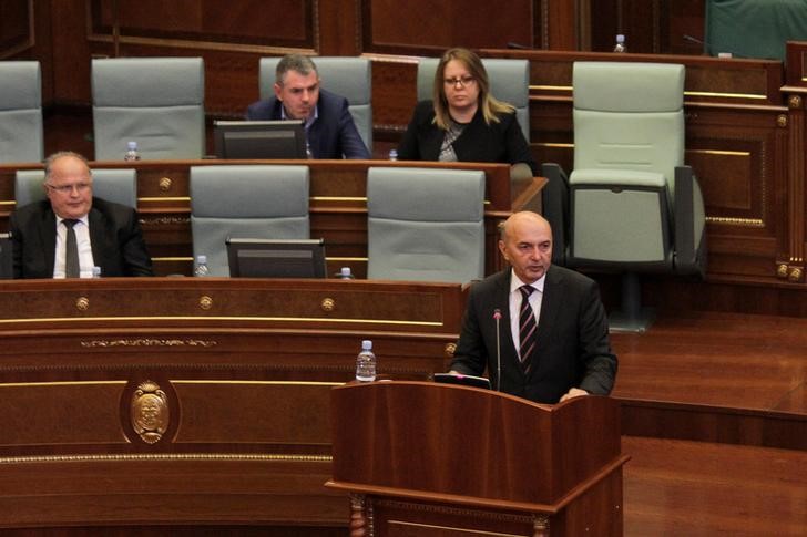 © Reuters. Kosovo's Prime Minister Mustafa attends a parliament session in Pristina