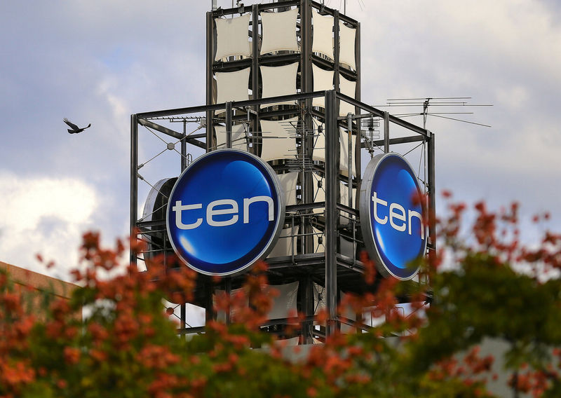 © Reuters. The logo of Network Ten Pty Ltd which is displayed above the company's headquarters in Sydney, Australia