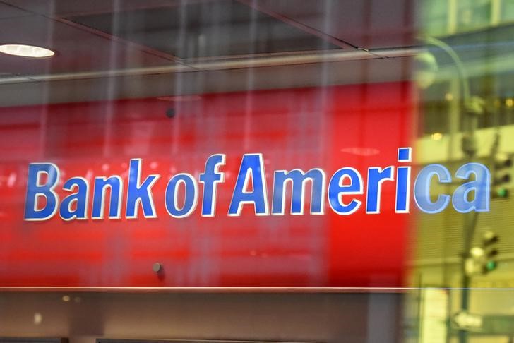 © Reuters. A Bank of America logo is seen in New York City