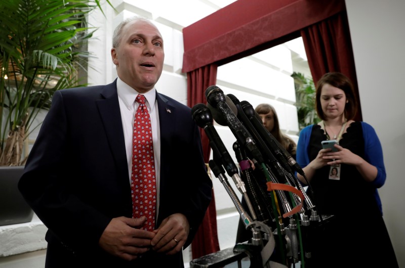 © Reuters. FILE PHOTO - Steve Scalise speaks after meeting at U.S. Capitol in Washington