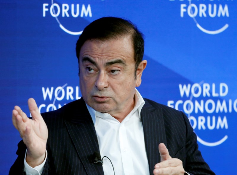 © Reuters. FILE PHOTO: Ghosn CEO of Renault-Nissan Alliance attends the WEF annual meeting in Davos