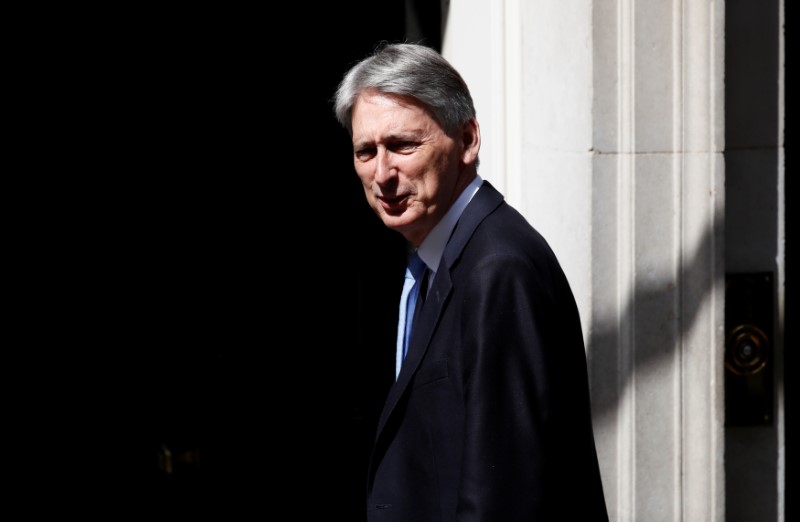 © Reuters. Britain's Chancellor of the Exchequer, Philip Hammond, arrives back in Downing Street in central London