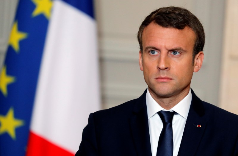 © Reuters. Presidente francês, Emmanuel Macron, durante coletiva de imprensa no Palácio do Eliseu em Paris